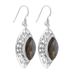 Antique style horse eye Labradorite silver earrings